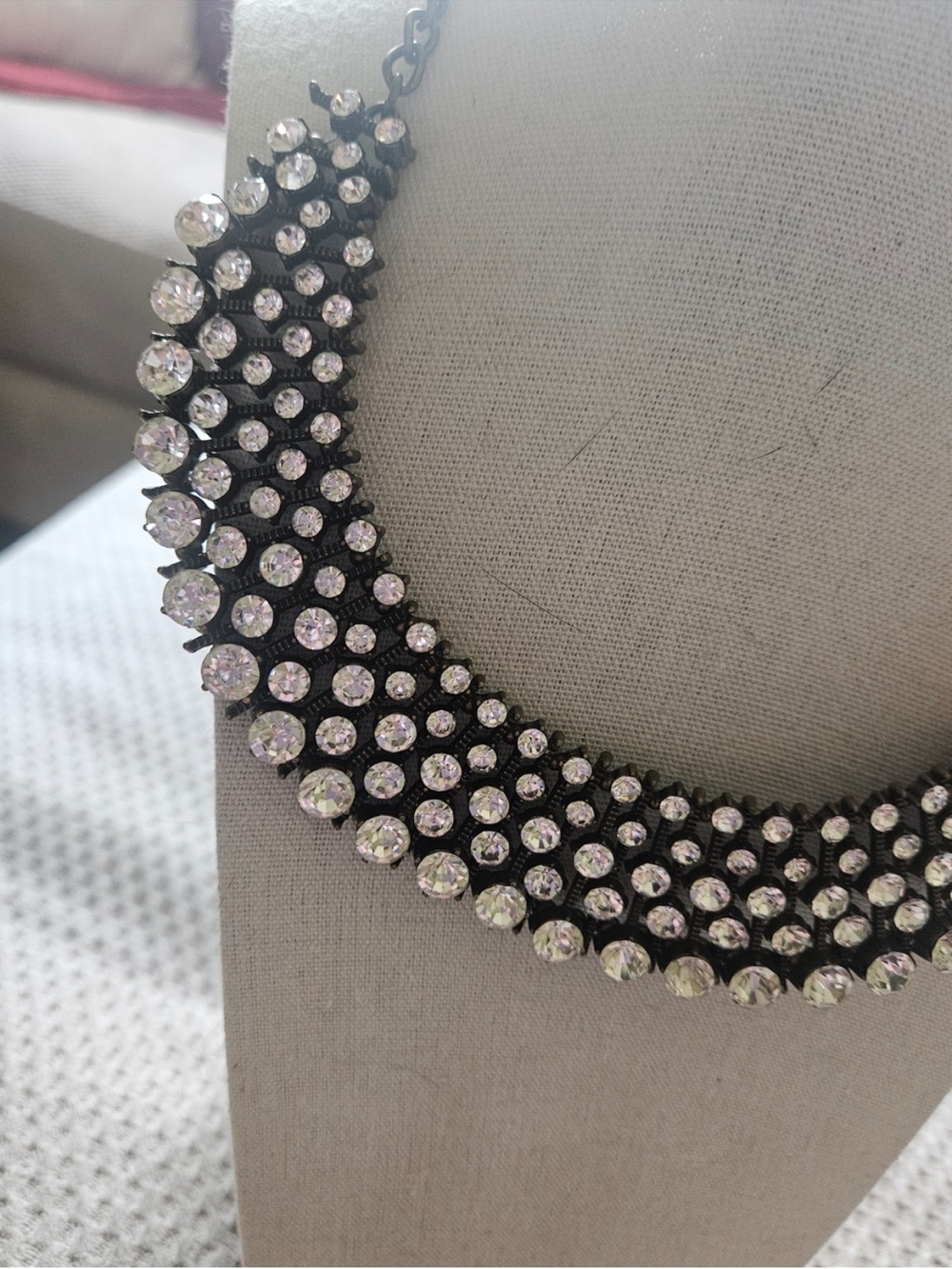 Crystal Embellished Black Statement Collar Necklace - Picture 3 of 4